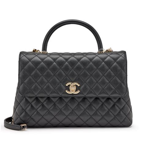 chanel caviar medium gold hardware|Chanel Black Quilted Caviar Medium Coco Top Handle Gold .